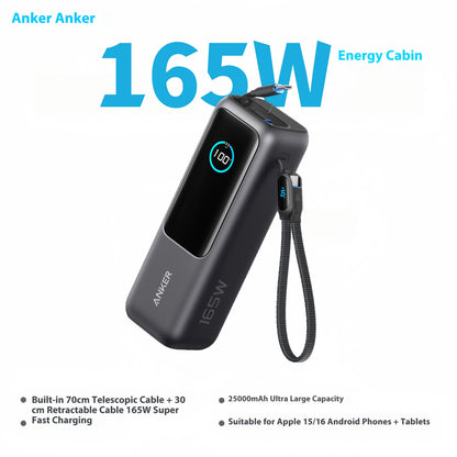 Anker Zolo 165W Max Power Bank 25000mAh High Capacity Cables Fast Charge Mobile Phone Power Bank Anker A1695 ANKER 165W Gift