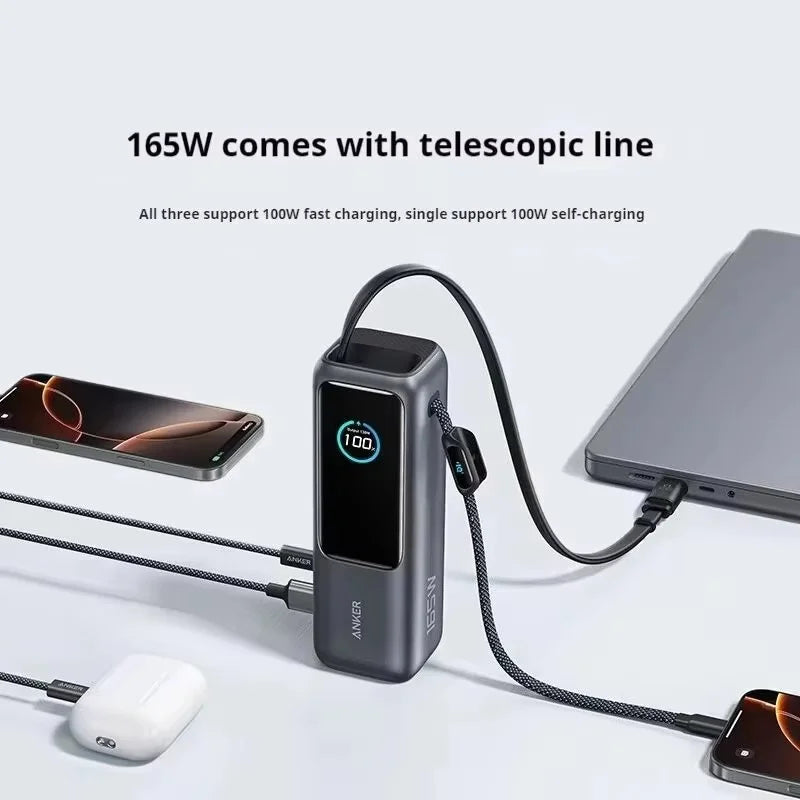Anker Zolo 165W Max Power Bank 25000mAh High Capacity Cables Fast Charge Mobile Phone Power Bank Anker A1695 ANKER 165W Gift