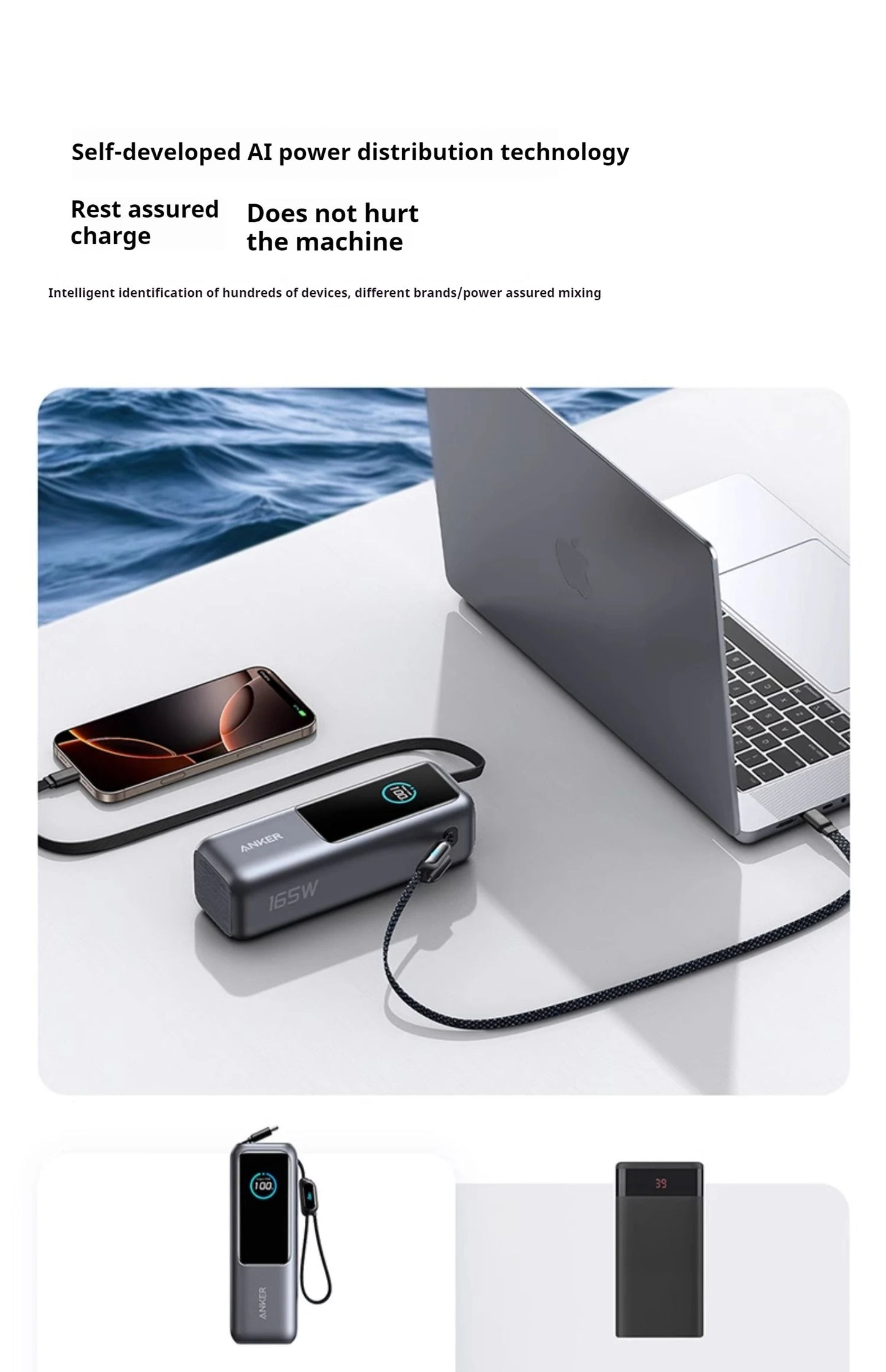 Anker Zolo 165W Max Power Bank 25000mAh High Capacity Cables Fast Charge Mobile Phone Power Bank Anker A1695 ANKER 165W Gift