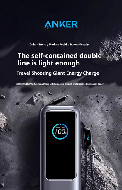 Anker Zolo 165W Max Power Bank 25000mAh High Capacity Cables Fast Charge Mobile Phone Power Bank Anker A1695 ANKER 165W Gift